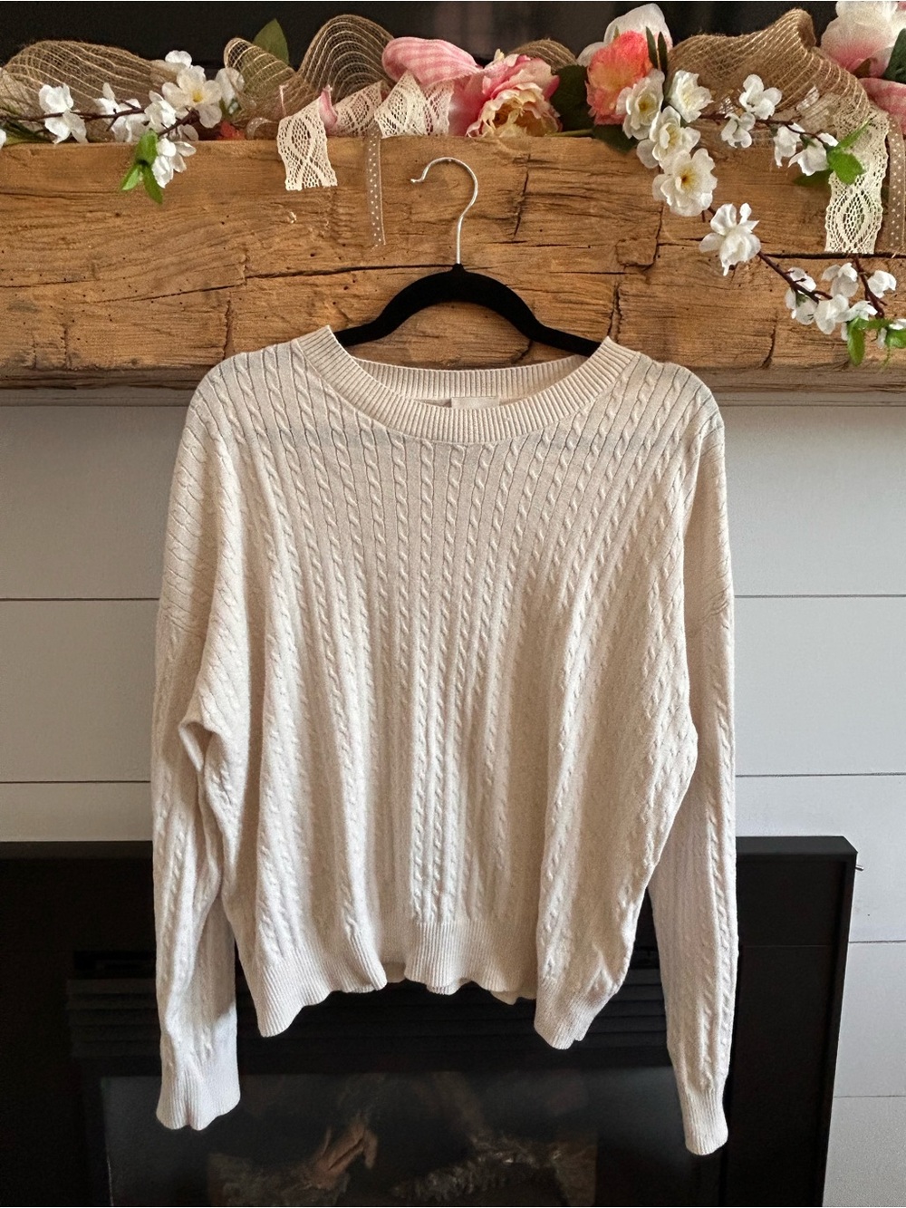 CK 100% Cotton Cream Cable Knit Women's Sweater